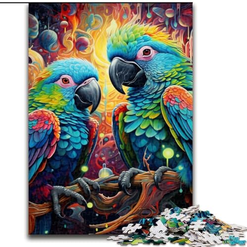Bunte Papageien-Puzzles für 1000 Teile, Holzpuzzles, perfekt für Familienspaß, Partyspiele, Gastgeschenke für Geburtstagspartys, 50x75cm von LYXIANY