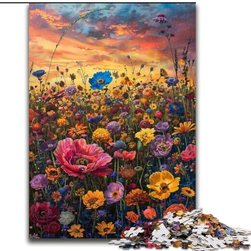 Bunte Wildblumen-Puzzles, 1000 Teile, für Erwachsene, Geschenke, Spielzeug, intellektuelles Spiel, Künstlersammlung, bildende Kunst (26x38cm) von LYXIANY