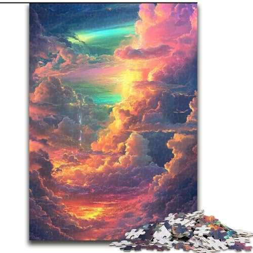 Bunte Wolken-Puzzles für Erwachsene, 1000 Teile, für Alter 14+, lustige Spiele, lustige Aktivitäten zu Hause, Geburtstagsgeschenke, Reisegeschenke (Größe 26x38cm) von LYXIANY
