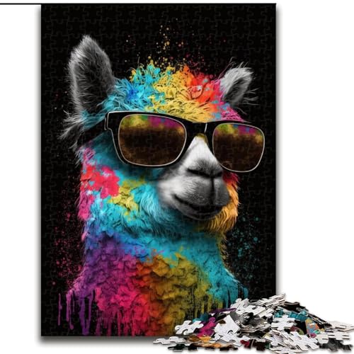 Buntes Alpaka mit Brille, Puzzle für Erwachsene und Jugendliche, Klassische Lernspiele, schöne Dekoration (50x75cm) von LYXIANY