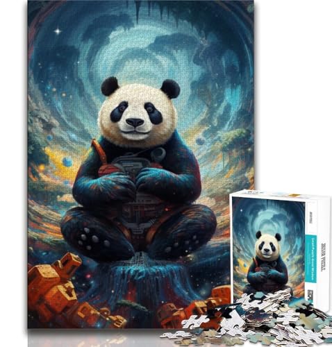 Buntes Art-Panda-Puzzle für Erwachsene und Teenager, 1000-teiliges Puzzle, Spielzeug, Lernspiele, Stressabbau, Wunschliste mit Weihnachtsmann (50x75cm) von LYXIANY