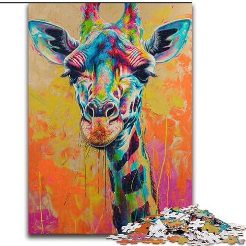 Buntes Giraffen-Puzzle, 1000 Teile, für Erwachsene, Holzpuzzle, Weihnachten, Halloween, Ostern, Neujahr, Größe 50x75cm von LYXIANY