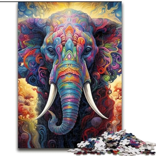 Buntes Kunst-Elefanten-Puzzle mit 1000 Teilen für Erwachsene. Anspruchsvolles Denkspiel für Teenager, Spaß für den Spieleabend mit der Familie, 50x75cm Buntes Kunst-Elefanten-Puzzle mit 1000 Teilen für Erwachsene. Anspruchsvolles Denkspiel für Teenager, Spaß für den Spieleabend mit der Familie, 50x75cm von LYXIANY