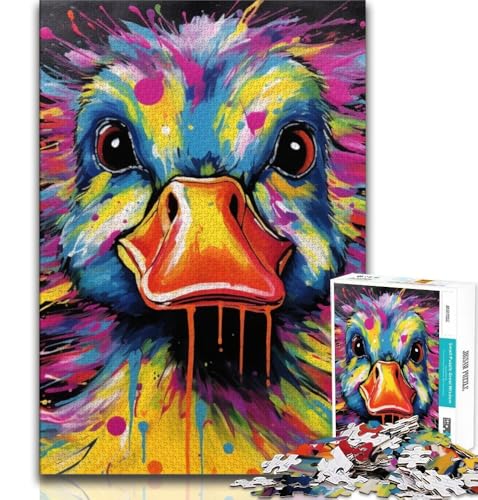 Buntes Kunst-Enten-Puzzle mit 1000 Teilen für Teenager, Denkspiel, Wanddekoration, einzigartige Geburtstags (38x26cm) von LYXIANY