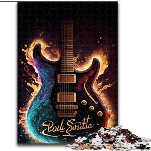 Buntes Kunst-Gitarren-Puzzle, 1000 Teile, pädagogisches Denkspiel, künstlerische Heim- und Bürodekoration, ab 14 Jahren, Größe 50x75cm von LYXIANY