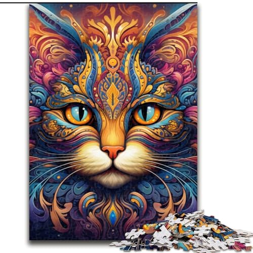 Buntes Kunst-Katzen-Puzzle, 1000 Teile, für Erwachsene, Holzpuzzle für Erwachsene, ideal für Familienspaß, Entspannung, 50x75cm Buntes Kunst-Katzen-Puzzle, 1000 Teile, für Erwachsene, Holzpuzzle für Erwachsene, ideal für Familienspaß, Entspannung, 50x75cm von LYXIANY