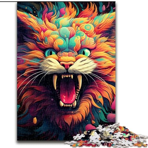 Buntes Kunst-Puzzle mit Psychedelischer Katze, 1000 Teile, für Erwachsene, Holzpuzzle, perfekt für Familienspaß, Partyspiele, Gastgeschenke für Geburtstagspartys, Größe: 50x75cm Buntes Kunst-Puzzle mit Psychedelischer Katze, 1000 Teile, für Erwachsene, Holzpuzzle, perfekt für Familienspaß, Partyspiele, Gastgeschenke für Geburtstagspartys, Größe: 50x75cm von LYXIANY