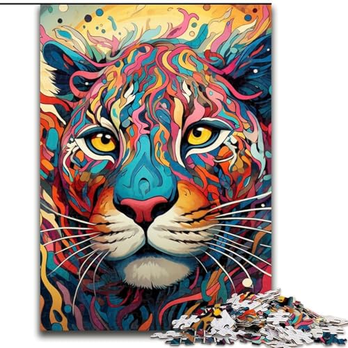 Buntes Kunstpuzzle mit 1000 Teilen, Puma-Puzzle, anspruchsvolles Denkspiel, dekoratives DIY-Spiel, interaktives Familienspielzeug, 26x38cm Buntes Kunstpuzzle mit 1000 Teilen, Puma-Puzzle, anspruchsvolles Denkspiel, dekoratives DIY-Spiel, interaktives Familienspielzeug, 26x38cm von LYXIANY