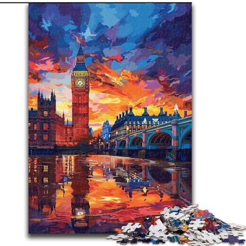 Buntes London Big Ben 1000-teiliges Puzzle für Teenager, Lernspiele, Heimdekoration, einzigartige Heimdekoration und Geschenke (26x38cm) von LYXIANY