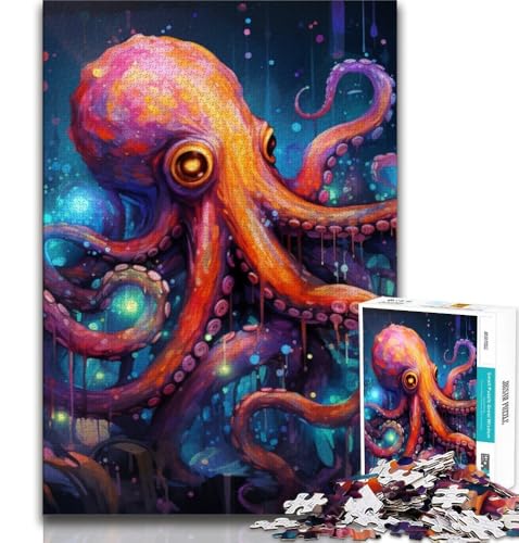 Buntes Oktopus-Puzzle mit 1000 Teilen für Erwachsene und Jugendliche, Denkspiel, Wanddekoration, einzigartige Geburtstags (50x75cm) von LYXIANY