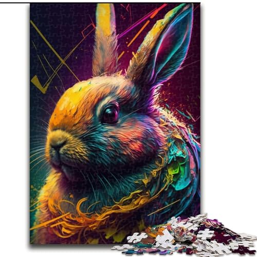 Buntes Osterhasen-Puzzle für Erwachsene, 1000 Teile, lustige Spiele, jedes Teil ist einzigartig – anspruchsvolles Familienspiel (26x38cm) von LYXIANY