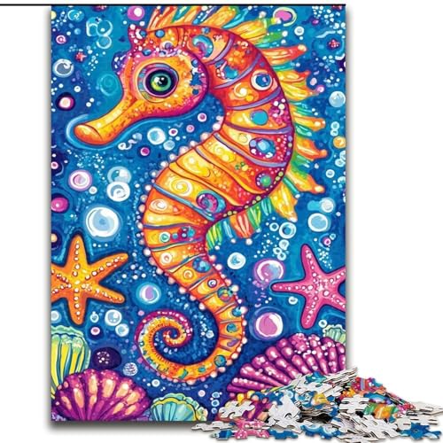 Cartoon-Seepferdchen-Puzzles für Erwachsene, dekomprimierendes intellektuelles Lernspielzeug, Lernspiel für Geburtstag, Weihnachten (26x38cm) von LYXIANY