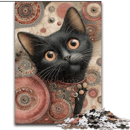 Cat Art 1000-teiliges Puzzle für Erwachsene und Jugendliche, hilft dem Gehirn beim Trainieren, süchtig machendes Spielzeug, um Geduld zu fördern, perfekte Dekoration (50x75cm) von LYXIANY