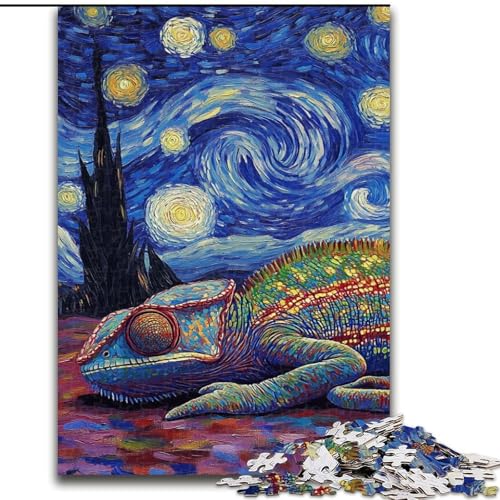 Chamäleon-Nachthimmel-Puzzle 1000 Teile für Teenager, anspruchsvolles Spielspielzeug, jedes Teil ist einzigartig – anspruchsvolles Familienspaßspiel (26x38cm) von LYXIANY