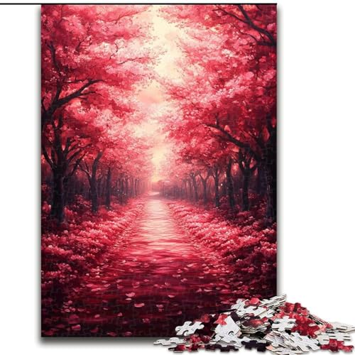 Cherry Blossom Road Puzzle 1000 Teile für Teenager, Lernspiele, Heimdekoration, Geburtstagsgeschenk, Geschenke, Wandkunst (26x38cm) von LYXIANY