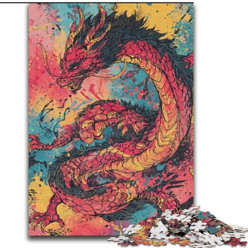 Chinesische Drachen-Puzzles für Erwachsene und Teenager, geeignet für Kinder ab 14 Jahren, Familienspaß, ganze Familie (50x75cm) von LYXIANY
