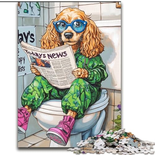 Cocker Spaniel Go Toilet Puzzle 1000 Teile für Erwachsene, Papppuzzle für Erwachsene, ideal für Familienspaß, Entspannung, 26x38cm von LYXIANY