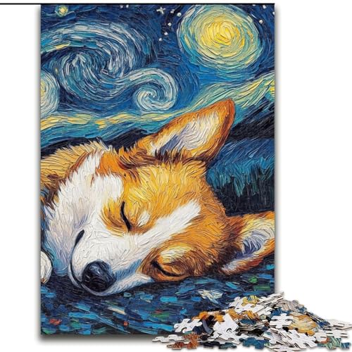 Corgi Night Sky 1000-teiliges Puzzle für Teenager, Lernspielzeug, Familienspiele, geeignet als Schreibtischdekoration (50x75cm) von LYXIANY