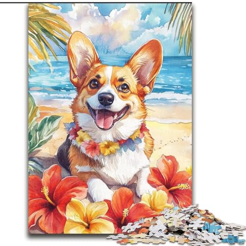 Corgi im Urlaub, 1000-teiliges Puzzle für Erwachsene und Jugendliche, anspruchsvolles Spiel und Familienspiel mit passendem Poster und Quizblatt (Größe 26x38cm) von LYXIANY