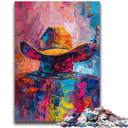 Cowboyhut-Puzzles für Erwachsene und Teenager, Puzzle, Spielzeug, Lernspiele, Stressabbau, tolle Geschenke und Spielzeuge (38x26cm) von LYXIANY