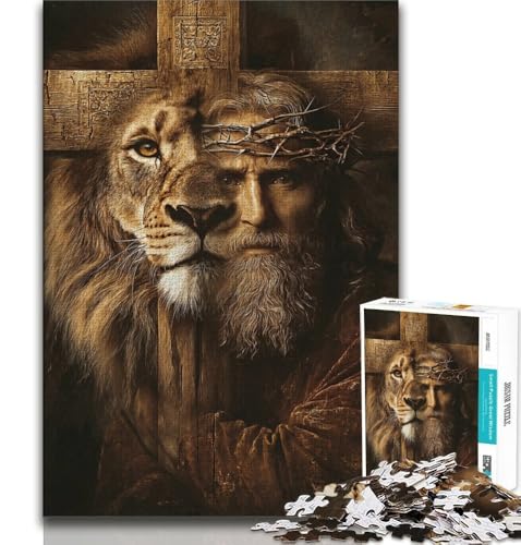 Cross Lion Puzzles 1000 Teile für Erwachsene, helfen dem Gehirn, süchtig machendes Spielzeug zu trainieren, um Geduld zu fördern, einzigartiges Herausforderungsspiel (38x26cm) von LYXIANY