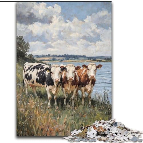 DREI Kühe Puzzle 1000 Teile für Teenager, Staycation Zeit totschlagen Geburtstagsgeschenk, Geschenke, Wandkunst für 14+ (50x75cm) von LYXIANY