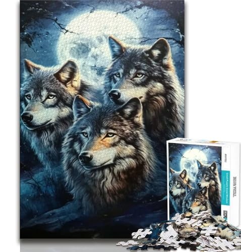 DREI Wölfe Puzzle 1000 Teile für Teenager, Denkspiel, Wanddekoration, einzigartige Geburtstags (50x75cm) von LYXIANY