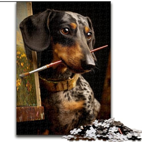 Dackel-Maler-Puzzle für Teenager, 1000 Teile, Familienunterhaltungsspielzeug ganze Familie (26x38cm) von LYXIANY