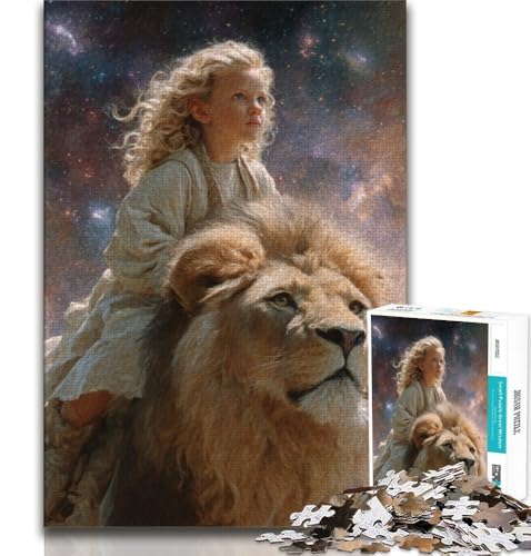Der Löwe und das kleine Mädchen, 1000 Teile Puzzle für Teenager, Stressabbau, schwierige Herausforderung, einzigartige Heimdekoration und Geschenke (50x75cm) von LYXIANY