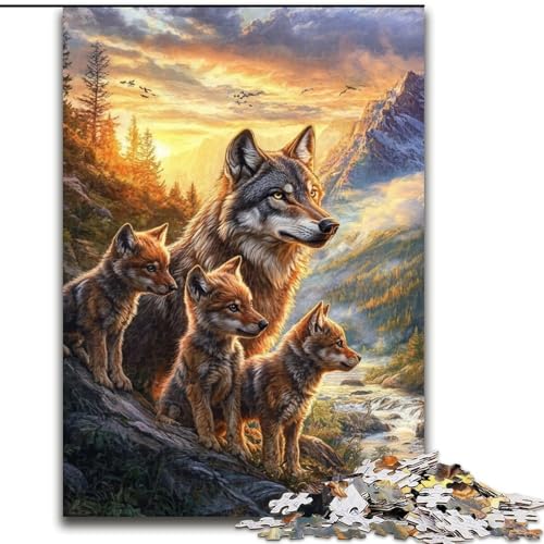 Die Wolfsfamilie 1000-teiliges Puzzle für Teenager-Geschenke, anspruchsvolle Spielgeschenke ganze Familie (50x75cm) von LYXIANY