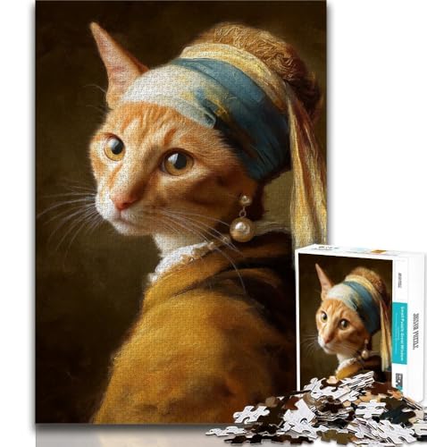Die böse Katze mit Perlen, Puzzle für Erwachsene, 1000 Teile, Familienspiel, Stressabbau, schwierige Herausforderung, Künstlersammlung, bildende Kunst (38x26cm) von LYXIANY