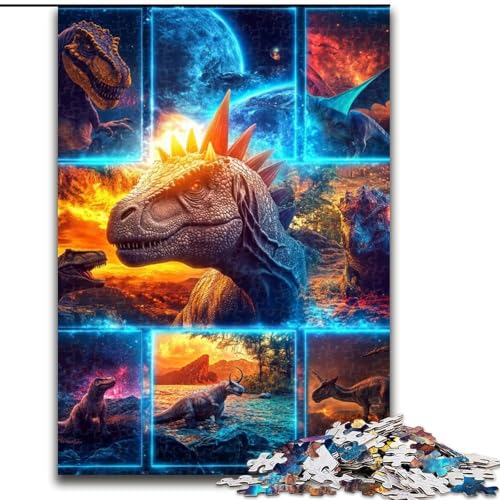 Dinosaurier-Collage, 1000-teiliges Puzzle für Teenager, Mustermontage, Angebot als Geschenk für die ganze Familie, geeignet für Kinder ab 14 Jahren (50x75cm) von LYXIANY