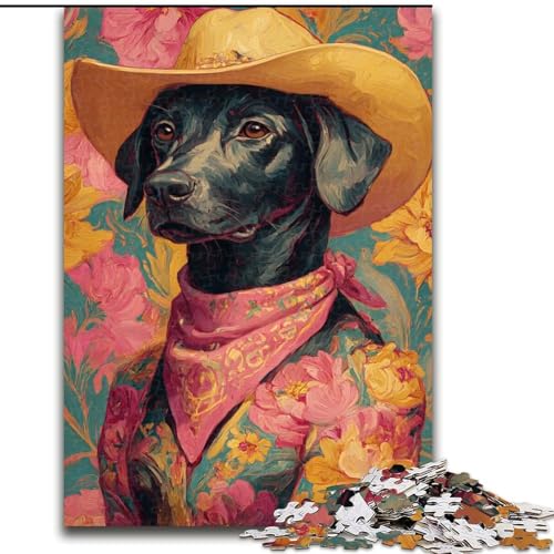 Dog Cowgirl Art Puzzles für Erwachsene und Teenager, herausforderndes Spiel und Lernspiel für die ganze Familie zum Geburtstag, Weihnachten (26x38cm) von LYXIANY