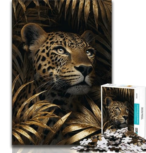 Dschungel-Puzzle mit goldenem Leopardenmotiv,1000 Teile,für Erwachsene und Jugendliche,hilft dem Gehirn beim Trainieren,süchtig machendes Spielzeug,um Geduld zu fördern,geeignet für Paare (75x50cm) Dschungel-Puzzle mit goldenem Leopardenmotiv,1000 Teile,für Erwachsene und Jugendliche,hilft dem Gehirn beim Trainieren,süchtig machendes Spielzeug,um Geduld zu fördern,geeignet für Paare (75x50cm) von LYXIANY