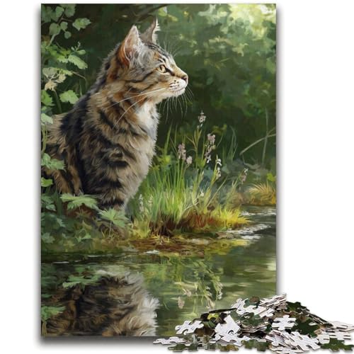 Dschungelkatze 1000-teiliges Puzzle für Erwachsene und Jugendliche, Quizspiel, Wanddekoration, einzigartige Geburtstags (38x52cm) von LYXIANY
