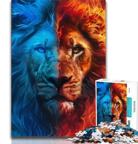 EIS- und Feuerlöwe, 1000-teiliges Puzzle für Erwachsene und Jugendliche, Spielzeug, Lernspiele, Stressabbau, geeignet als Schreibtischdekoration (50x75cm) von LYXIANY