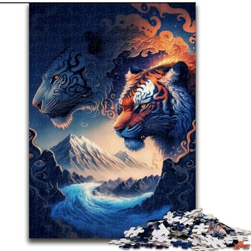 EIS- und Feuertiger-Puzzle für Erwachsene, 1000 Teile, Familienspiel zum Stressabbau, schwierige Herausforderung, Geschenke für Freunde und Familie (26x38cm) von LYXIANY