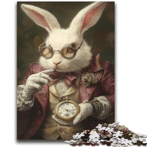 Edles Kaninchen-Puzzle für Erwachsene, 1000 Teile, Denkspiel, Wanddekoration, einzigartige Geburtstags (38x52cm) von LYXIANY