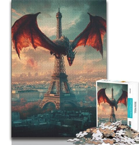Eiffel und der Drache, Puzzle mit 1000 Teilen für Teenager, Denkspiel, Wanddekoration, einzigartige Geburtstags (50x75cm) von LYXIANY
