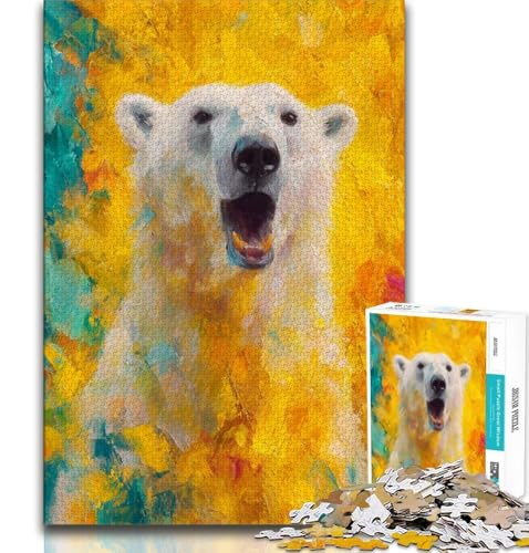 Eisbär-Mal-Puzzle für Erwachsene und Teenager, Puzzle, Spielzeug, Lernspiele, Stressabbau, Wunschliste mit Weihnachtsmann (50x75cm) von LYXIANY