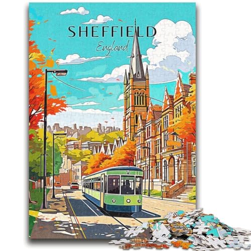 England Sheffield Reise-Puzzle mit 1000 Teilen, anspruchsvolles Spiel und Wanddekoration für die ganze Familie, einzigartige Geburtstags (38x26cm) von LYXIANY