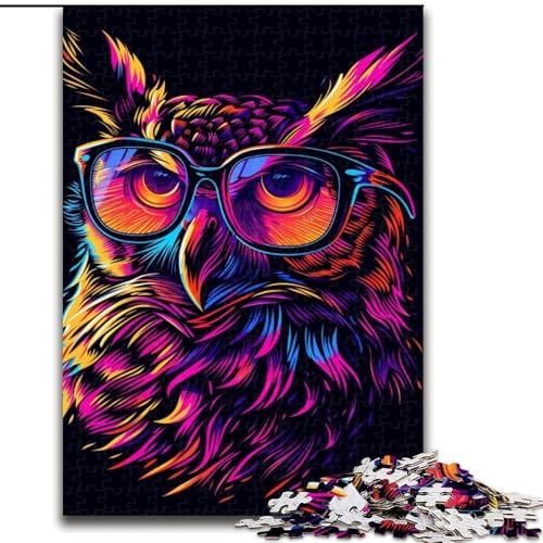 Eule mit Sonnenbrille, Puzzle für 1000 Teile, Holzpuzzle, anspruchsvolles Denkspiel für Teenager, Spaß für den Familienspieleabend, Größe 50x75cm von LYXIANY