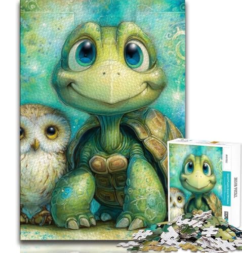 Eulen- und Schildkröten-Puzzle 1000 Teile für Erwachsene, anspruchsvolles Spiel und Familienspiel, Wanddekoration, einzigartige Geburtstags (38x26cm) von LYXIANY