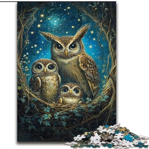 Eulenfamilien-Puzzle 1000 Teile für Erwachsene und Jugendliche, Herausforderung für die Gehirnintelligenz, süchtig machendes Spielzeug für die Heimdekoration (50x75cm) von LYXIANY