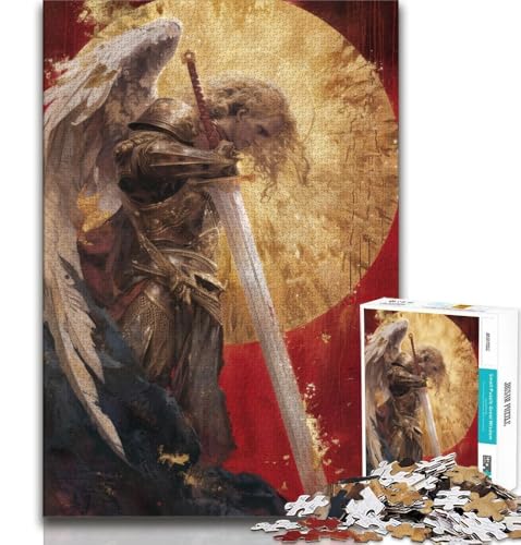 Fantasy Angel Knight 1000-teiliges Puzzle für Erwachsene, Lernspielzeug, Familienspiele mit passendem Poster und Quizblatt, 38x26cm von LYXIANY
