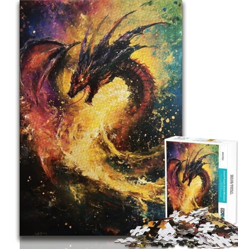 Fantasy-Drachen-Puzzle, 1000 Teile, für Teenager, Geschenke, Lernspiele, Wanddekoration, einzigartige Geburtstags (75x50cm) von LYXIANY