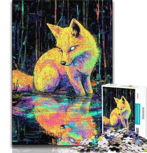 Fantasy Fox Puzzle für Erwachsene, 1000 Teile, Stressabbau, Staycation-Zeitvertreib, mit passendem Poster und Quizblatt (75x50cm) von LYXIANY