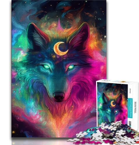 Fantasy-Wolf-Puzzle mit 1000 Teilen, Geschenk für Erwachsene, Stressabbau, Zeitvertreib zu Hause, mit passendem Poster und Quizblatt (50x75cm) von LYXIANY