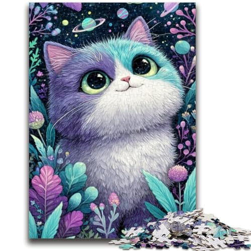 Farbige Katze 1000-teiliges Puzzle für Teenager-Geschenke, für Lernspiele, Herausforderungsspielzeug, einzigartige Heimdekoration und Geschenke (38x26cm) von LYXIANY