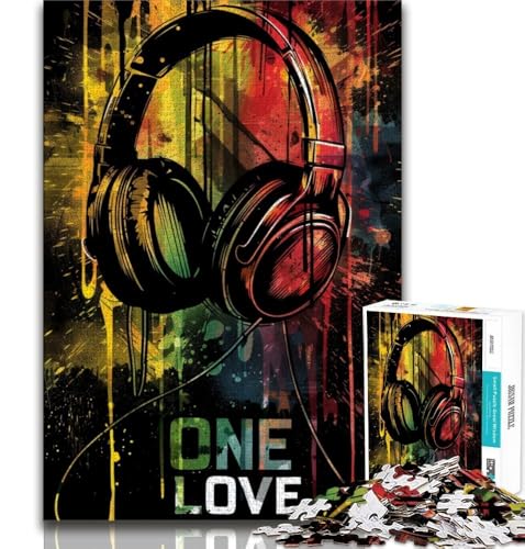 Farbige Kopfhörer-Puzzles mit 1000 Teilen für Teenager-Geschenke, Lernspiele, Wanddekoration, einzigartige Geburtstags (75x50cm) von LYXIANY